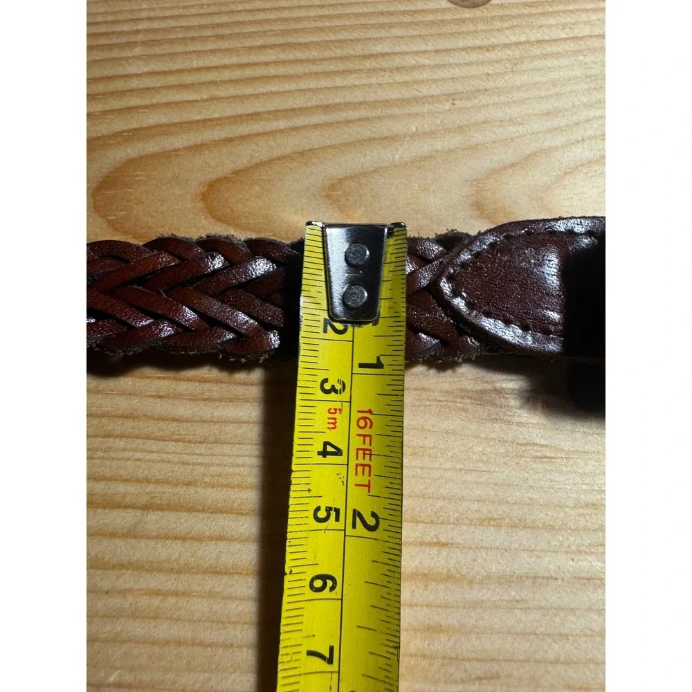 Argentina Vtg women's Belt Silver tone Engraved Buckle Boho Braided Leather  34